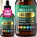 Mullein Drops for Lungs, 144000mg Mullein Leaf Extract for Lungs Cleanse & Respirační funkce Zdravý dýchací imunní, trávicí systém, přírodní bylinný doplněk cukr & Alcohol- Free, 120- Day Supply