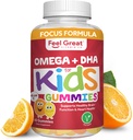 Feel Great Vitamin Co. Kompletní DHA Gummies pro děti 124; s Omega 3 6 9 + DHA, Vitamin C C124; Podporuje zdravé funkce mozku, Vize & srdce zdraví 124; Gluten zdarma, Vegetarian Gummies 124; 60 Gummies