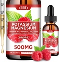 Draslík Magnesium Citrát dodatek, tekutý hořčík Citrát Kapky 500 mg s Ashwagandha, vápník, zinek, vitamin D3, B6, B12, CoQ10 - Vegan 2 fl oz Raspberry Flavor