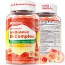 Super Metylovaný vitamin B Complex Gummies - All B Vitamíny + Omega-3, Magnesium, CoQ10, Ashwagandha, Vitamin C, TMG - Pro ženy Men- methyl B12 2000 mcg, Methylfolát, B1, B2, B3, B5, B6, B7 - Bez cukru