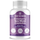 TrueSeaMoss Irské Mosy Kapsle - 120 Elderberry Kapsle (1600mg) - Prebiotické Superfood - Boosts Imunitní a trávicí systém - Zdravá pleť, Keto Detox, Gut, Společná podpora