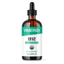 Viméries Organic Liquid Vitamin B12 dodatek 2500 mcg, Methylkobalamin & Adenosylkobalamin Fast-Absorbing Energy Support USDA Organic, Vegan, Non- GMO B12 Vitaminy pro ženy a muže 115 Serving (115 ml)