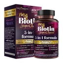 Produkty čistoty MyBiotin SuperClinical New 5- in-1 Elite Multivitamin + MB40X Biotin Matrix Daily Multi - Silnější vlasy začínající za 3 týdny - 40X Více rozpustné vs Obyčejné vlasy kůže nehty - 120 Tabs
