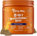Zesty Paws Multivitaminové léčby pro psy, Glucosamine Chondroitin Joint Support + stravitelné enzymy & probiotika, Grain zdarma Dog Vitaminy a doplňky pro kůži & Coat, arašídové máslo - 90ct