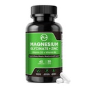 Glycinát hořečnatý Kapsle, Glycinát hořečnatý doplněk se zinkem, Vitamin D3 & B6 - Promotes Nerve, Bowel, Relaxační funkce - 60 Veganové Kapsle