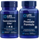 Life Extension Testosteron Elite, 30 Vegetariánské Kapsle 124; Ultra Prostate Formule, 60 softgely 124; Zdravý prostata, Testosteron Podpora produkce, doplňky pro muže