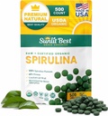Sunlit Nejlepší Spirulina Tablety - Organic Spirulina Tablety USDA Premium 500 Počet - Přírodní Spirulinas Organic Burst pro imunitní podporu růst svalů, Energy Boost w / Chlorofyl - Vysoký protein, Non GMO