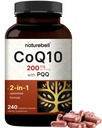 NatureBell CoQ10 200mg s PQQ, 240 Veggie Kapsle 124; Stabilní vysoce absorpční forma - Antioxidant Support for Heart, & Energy Health - Extra Strength Coenzym Q10 Dodatek