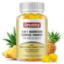 Triple Magnesium Complex Gummies - 800mg Magnesium Glycinate & Citrát, Apigenin & L- Theanin, pro děti a dospělé, přirozeně spánkové a svalové křeče (60 Počet)