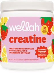 Wellah Creatine for Women - Creatine Monohydrát s výtažkem Dandelion & Cranberry (50 Služeb, Jahodová limonáda)