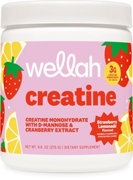 Wellah Creatine for Women - Creatine Monohydrát s výtažkem Dandelion & Cranberry (50 Služeb, Jahodová limonáda)