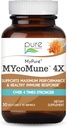 MycoMune 4X Organic Houbový dodatek - Reishi, Lion 's Mane, Cordyceps, Chaga, Shiitake, Maitake pro imunitní systém, Combat Stress, Build Energy by Pure Essence - 30 Caps