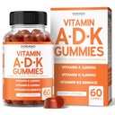 ADK Gummies Vitamin D3 K2 (60 Sugar Free Gummies) Vitamin D3 K2 10000iu / 5000iu - dodatek k D & K - 10 Vegan dodatek - Delicious Raspberry Flavor - Non GMO & USA Made - 60 Počet