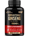 Panax Ginseng 15 000 mg - Červený korejský Ginseng doplněk pro muže - Extra síla 10: 1 Extract - Energy, Focus, Productivity & Performance - Natural & Vegan - Made in USA - 120 Kapsle, 2 Měsíční dodávka