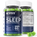 NEVISS Melatonin zdarma spánkové gumy pro dospělé - hořčík Glycinátové gumy 124; GABA, L-tryptofan, hořčík, Ashwagandha - Non-Habit Forming, Nápověda pro hluboké relaxace - Vegan, Lemon Flavor, 1Pack