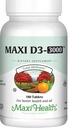 Maxi Health Vitamin D3 3000 IU 75 mcg vitamin D dodatek pro zdravé kosti, zuby, imunitní podpora - VIT D3 dodatek Snadné spolknutí Non- GMO, dodatek pro muže a ženy - Kosher (180 tablet)