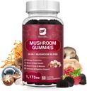 Houbové žumpy, 20 v 1 Lví hříva Houba Komplexní dodatek s Reishi, Chaga, Cordyceps & Více pro dospělé, Podpora mozku, Zaostření, Kognitivní a imunitní zdraví, Vegan, Malina Flavor, 60 Počet