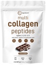 Micro Ingredients Multi kolagen Peptides Powder, 2lb IR 124; Typ I, II, III, V, X + Biotin, Vitamin C & Hyaluronic Acid IR 124; Chocolate Flavor IR 124; Podporuje vlasy, kůže a společné zdraví IR 124; Keto, Non- GMO