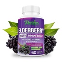 Parker Naturals Organic Elderberry Kapsle, 4- Way Imunical Boost Elderberry, Vitamíny C, D & Zinek Podpora, 1260.1 mg Elderberry doplňky pro dospělé, 60 Kapsle