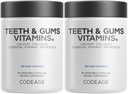 Kodeage zuby & Gums Vitaminy + ústní probiotika dodatek pro ústa - celé jídlo vápník, kolagen, draslík, vitamin C, D3, K2, zinek - Orální péče a zubní doplňky Multivitamin - 2 Pack