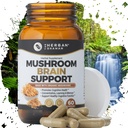 Houbový dodatek Brain Support 124; Organic Lions Mane, Cordyceps, Ginkgo Leaf, Gotu Kola + více 124; přírodní bylinný dodatek (60 Kapsle)