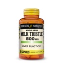 MASON NATURAL Mléko Thistle 500 mg - Podpora zdravé funkce jater, čištění a detox, bylinné dietní dodatek, 60 Kapsle
