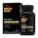 GNC Mega Men 50 Plus Multivitaminové kapsle, Klinicky osvědčené, Srdce & Prostate Zdraví, B Vitamíny, Saw Palmetto, Paměť, Vitamin D- 3, 60 Počet