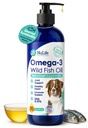 Liquid Fish Oil pro psy s Omega 3, 6 & 9 mastné kyseliny, Wild chycené z Islandu, kůže a kabát dodatek pro vypouštění, svědění kůže, alergie, mozek a srdce zdraví, bohaté na EPA + DHA - 16 oz