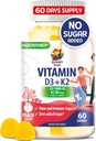 Sugar- Free Vitamin D3 K2 Gummies 5000 IU - Imunitní a kostní podpůrná gumy - Vitamin D Gummy dodatek pro dospělé - High- Absorpce, Vegan, Halal, Gluten- Free Chewable Vitamíny