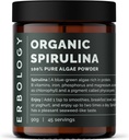 Erbology Organic Spirulina Powder 3.2 oz - 45 Servings - Udržitelně sourced in Portugal - Energy and Immunity Support - Rich in chlorofyll, B Vitamíny, Železo a fosfor - Vegan - GMO- Free