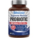 Probiotika pro muže a ženy, 200 miliard CFU 35 Stravovací šňůry, Prebiotika + Dědičné Enzymy, Nejvyšší obnova Probiotický dodatek, Horní, Střed, Dolní GI Tract Balance, 60 Veggie Kapsle, 1 měsíc