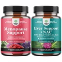 Bundle of Menopauza dodatek pro horké záblesky s Dong Quai Vitex Chaste Berry & Black Cohosh a podpora jater NAC - Mléko Thistle N Acetyl Cystein s kurkumou, Choline, Dandelion & L-Glutathione