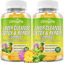 Vyčištění jater Detox a opravy žvejkačky s Mlékem Thistle 3000mg, 24-in-1 Příplatek pro zdraví jater s Pampeliška, Artichod, Cukr Volný Játra Detox Gummies, Ananas Flavor - 120 Počet