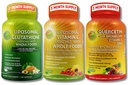 SUMPLEMENTS STUDIO Immunal Support Bundle - Lipozomální vitamin C 1500mg + Lipozomální Glutathione 500mg + Quercetin s Bromelain, zinek a vitamin C - Vegan, Non- GMO, zvýšené absorpční parametry