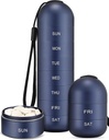 Zannaki Metal Moisture Proof Weekly Pill Organizátor, Stackable Aluminium Alloy BPA Bezplatné cestování 7 den Pill Box Pouzdro vodotěsné a velké kompartment držet pilulky, vitamíny, rybí olej, doplňky