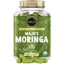 Maju Superfoods Organic Moringa Capsules, Oleifera Leaf, Extra-Fine Quality Moringa Leaves, Sušené listy stromu Drumstick, Organic Moringa Powder Extract Supplement Capsules from Plant (90 ct)