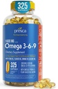 Omega 3-6-9 Dietní dodatek (325 ct.) - Podpora vizuální funkce a oční zdraví - Podpora srdce, kardiovaskulární zdraví, Zdravá pleť, vlasy a celkové zdraví (Omega 3-6-9)