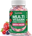 YumVs Děti Multivitamin s železnými a minerálními žvýkací tablety - Grape & Berry Flavor Vitamíny pro Toddlers & Children Věk 2 + - Denní multivitamin pro imunitní podporu - Kosher, Non- GMO - 120 Chewables