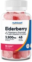 Nutricost Elderberry Gummies s vitaminem C & Zinek 90 Gummies - Gluten Free, Vegetarian