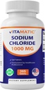 Vitamatický chlorid sodný 1000mg - 365 tablet Elektrolyt Replenisher & Hydratační podpora - Non- GMO, bezlepkové