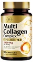 Multi kolagen Peptides 2400mg pro ženy - Nejlepší hydrolyzovaný komplex kolagenu s 5 typy (I, II, III, V, X) - Tráva Fed - Vlasy, kůže, hřebík, kost a společná podpora pro krásu & Wellness - 120 Kapsle