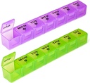 2-Pack Velký týdenní pilulka organizátor, Vitamin Pill Box pořadatel 7 den s Big Compartments, Am Pm Pill pouzdro pro cestování, XL Medicine Organizátor 14 Den pro rybí oleje, Vitamin Holder dodatek