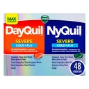 VICKS DayQuil & NyQuil SEVERE Co-Pack, Cold & Flu Medicine, Výkonná úleva pro bolest hlavy, horečka, krční hrdlo, menší obruče & páry, zácpa, Sinusový tlak, Stuffy Nose, a kašel, 48 LiquiCaps