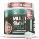 Herbtonika Creatine pro ženy 5000mg Creatin Monohydrát + Multi kolagen protein prášek (typ I, II, III, V, X) - Lean Muscle, Recovery & Kožní podpora - Grass- Fed, No Bloat, Neochucené - 30 Služeb