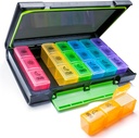 Týdenní Pořadatel pilulek, 7 dní Pill Box (3-Times-A-Day) Přenosný pro cestování s Moisture- Proof Design Pill pouzdro na pilulky / vitamín / rybí olej / doplňky