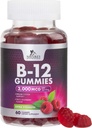B12 Vitamíny Energy Gummies 3000 mcg - Extra síla B 12 Gummy pro metabolismus a imunitní systém Podpora - Žvýkací dieta B12 Doplňky pro dospělé a děti Kofein zdarma Gummy Vitamin - 60 Gummies