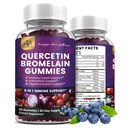 (2 Pack) Quercetin Gummies s bromelain zinek Elderberry Vitamin C D3 K2, Quercetin 1000mg doplněk s Bromelain 500mg pro kardiovaskulární, imunitní systém a alergie, Vegan Gummy pro dospělé a děti
