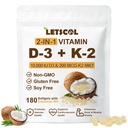 2-in-1 Vitamin D3 K2 doplněk Softgel, Vitamin D3 10000 IU a Vitamin K2 200 mcg, K2 MK7 s D3 Vitamin dodatek Podpora imunity, srdce, kloub, zuby a zdraví kostí