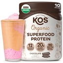 Kos Vegan Protein Powder, Chocolate USDA Organic - Low Carb Pea Protein Blend, Plant Based Superfood with Vitamins & Minerals - Keto, Soy, Gluten Free - Jídelní náhrada pro ženy & Muži - 10 Služeb