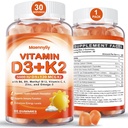 Vitamin D3 K2 Gummie pro dospělé - Vitamin D3 5000IU + K2 (MK-7) 120mcg - Sugar- Free D3 a K2 Doplňky s Omega-3, methyl B12, B9, B6, Vitaminy E & Zinek - pro absorpci a imunitní zdraví vápníku